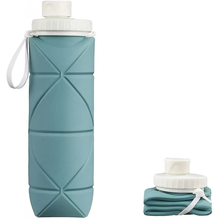 Πτυσσόμενο Μπουκάλι Νερού 600ml 7x24,5cm από Σιλικόνη - Πράσινο