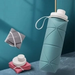 Πτυσσόμενο Μπουκάλι Νερού 600ml 7x24,5cm από Σιλικόνη - Πράσινο