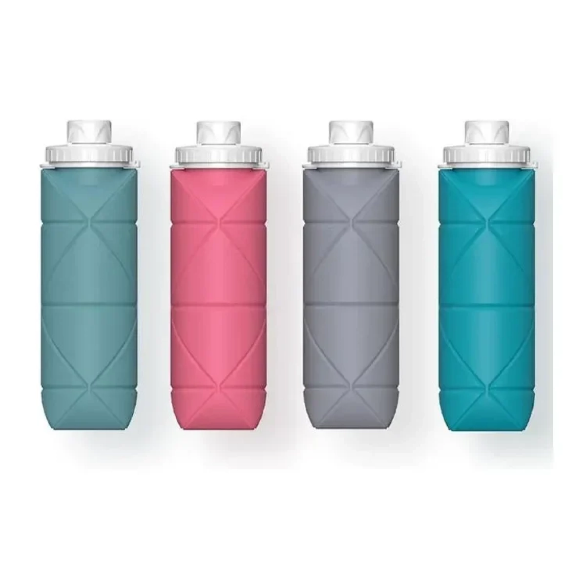 Πτυσσόμενο Μπουκάλι Νερού 600ml 7x24,5cm από Σιλικόνη - Πράσινο