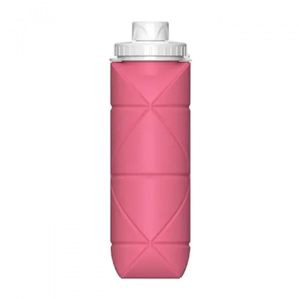 Πτυσσόμενο Μπουκάλι Νερού 600ml 7x24,5cm από Σιλικόνη - Ροζ