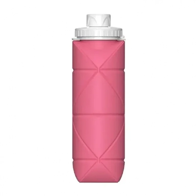 Πτυσσόμενο Μπουκάλι Νερού 600ml 7x24,5cm από Σιλικόνη - Ροζ