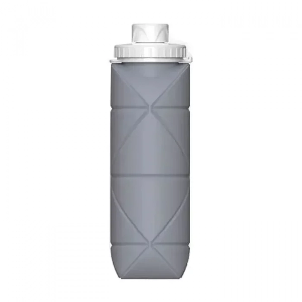 Πτυσσόμενο Μπουκάλι Νερού 600ml 7x24,5cm από Σιλικόνη - Γκρι