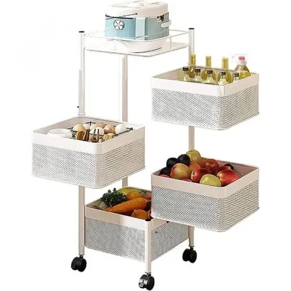 Τρόλει Κουζίνας Μεταλλικό 4 Θέσεων 27x27x78.5cm σε Λευκό Χρώμα