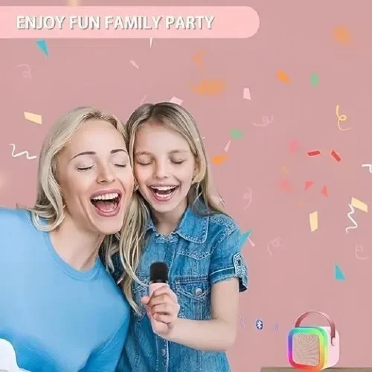 Ασύρματο Ηχείο Bluetooth με μικρόφωνο Karaoke K12 Ροζ