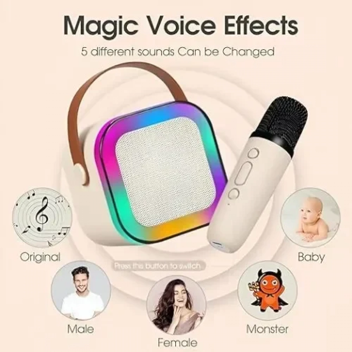 Ασύρματο Ηχείο Bluetooth με μικρόφωνο Karaoke K12 Μπεζ