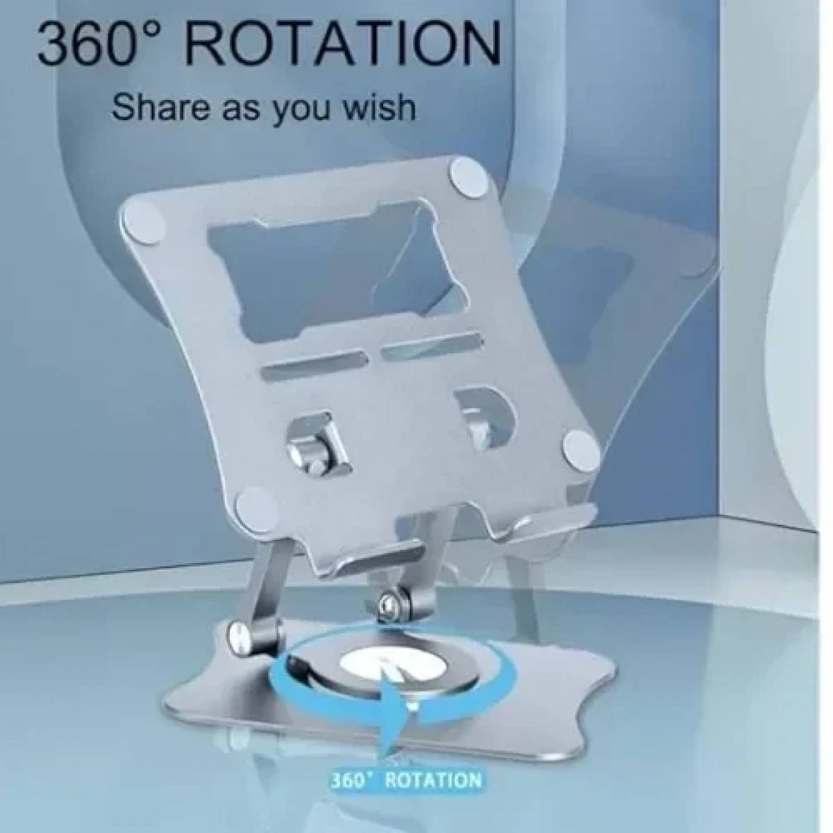 Περιστρεφόμενη Βάση για Tablet 360° Ρυθμιζόμενη Αναδιπλούμενη - Ασημί
