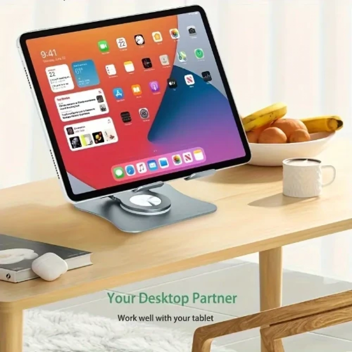Περιστρεφόμενη Βάση για Tablet 360° Ρυθμιζόμενη Αναδιπλούμενη - Ασημί