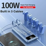 Power Bank 100w 20000mah Super Fast Charger με ενσωματωμένο καλώδιο TM-A109 Μπλε