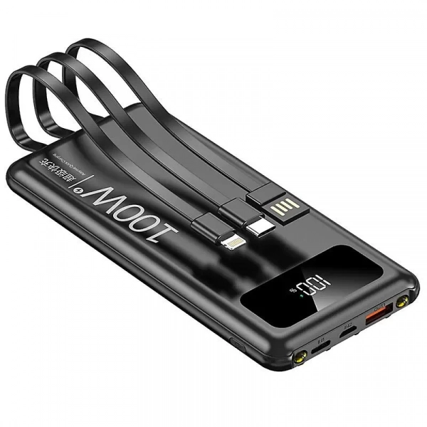 Power Bank 100w 20000mah Super Fast Charger με ενσωματωμένο καλώδιο TM-A109 Μαύρο