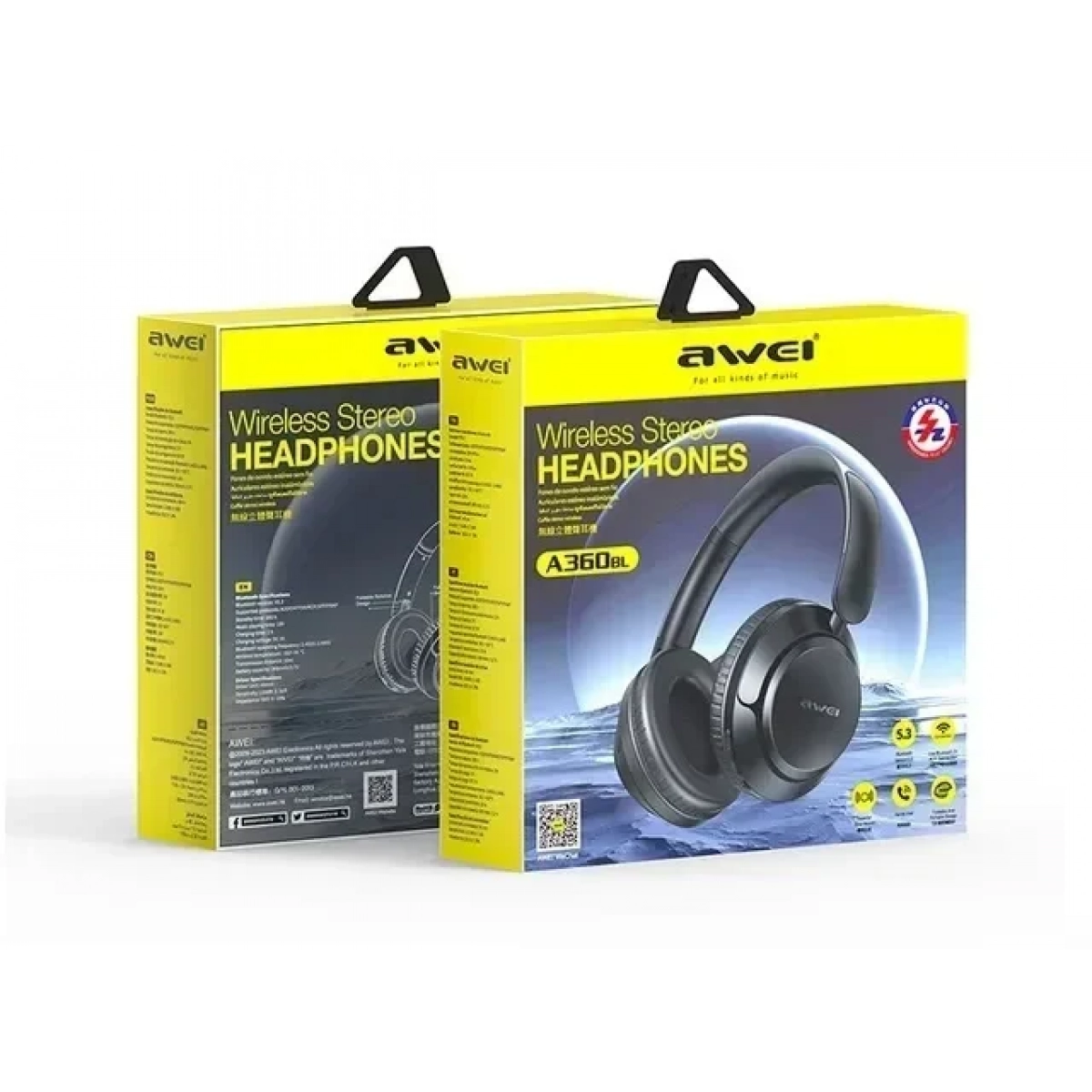 Ασύρματα/Ενσύρματα Over Ear Ακουστικά με 15 ώρες Λειτουργίας Μαύρα Awei A360BL