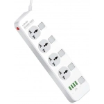 LDNIO Πολύπριζο με 4 Υποδοχές & 4 Θύρες USB AUTO-ID 2500W