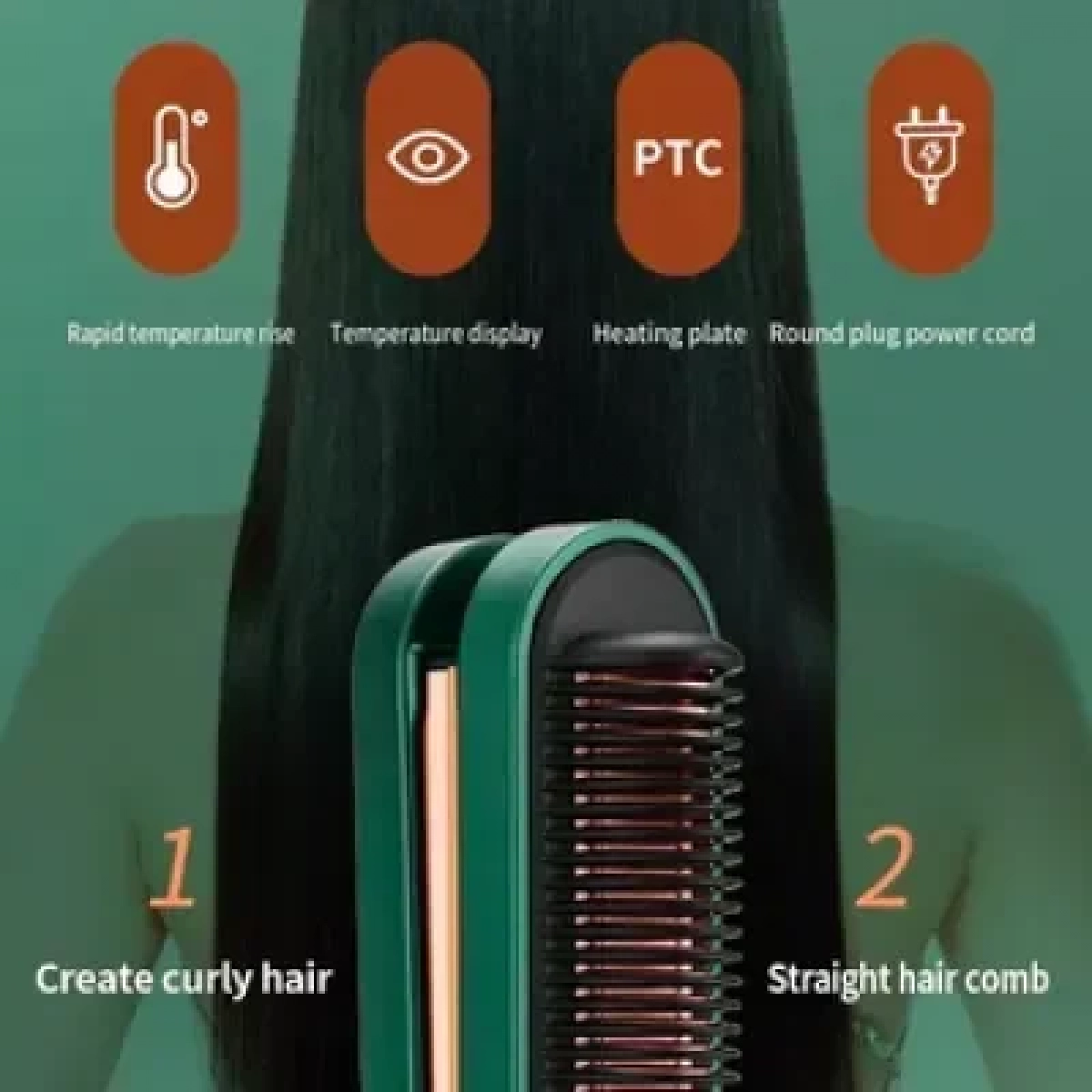 Ισιωτικό & Χτένα Μαλλιών 2 σε 1 - Fast Heat Negative Ions LCD Hair Styler Kemei KM-2237