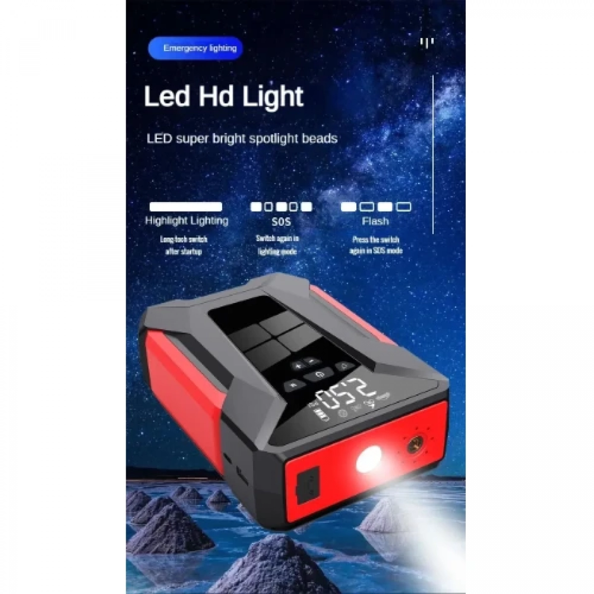 Andowl Q-DO250 Φορητός Εκκινητής Μπαταρίας Αυτοκινήτου Με Power Bank 1500mAh