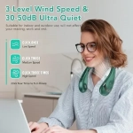 Σπαστός Αθόρυβος Ανεμιστήρας Λαιμού 5000 mAh με 3 ταχύτητες - Πράσινο