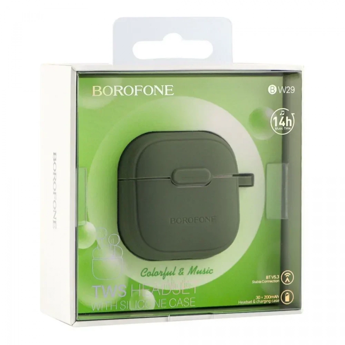 Borofone BW29 In-ear Bluetooth Handsfree Ακουστικά Με Θήκη Φόρτισης - Χακί