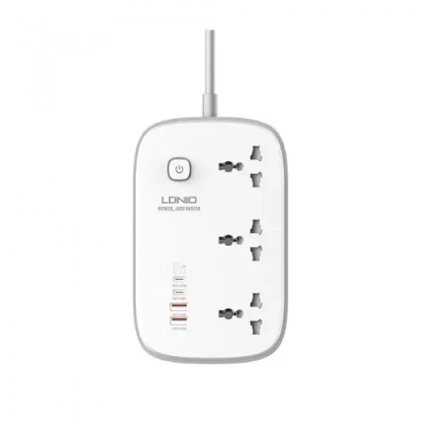 Ldnio SC3416 Πολύπριζο 3 Θέσεων με 4 θέσεις USB και Καλώδιο 2m - Λευκό