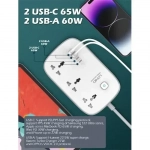 Ldnio SC3416 Πολύπριζο 3 Θέσεων με 4 θέσεις USB και Καλώδιο 2m - Λευκό