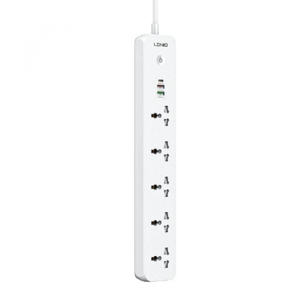 LDNIO SC5319 Πολύπριζο 2500W 5AC+2Α+1C Universal με Καλώδιο 2m - Λευκό