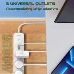 LDNIO SC5319 Πολύπριζο 2500W 5AC+2Α+1C Universal με Καλώδιο 2m - Λευκό