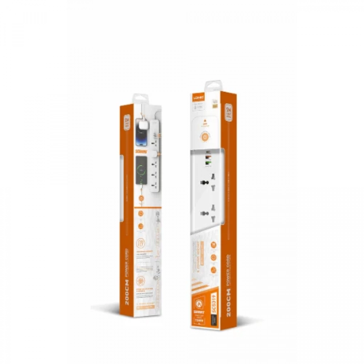 LDNIO SC5319 Πολύπριζο 2500W 5AC+2Α+1C Universal με Καλώδιο 2m - Λευκό