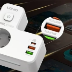 Φορτιστής USB PD 5 θυρών 20W με 2 εξόδους ΕΕ+2USB-A+USB-C PD QC3.0 γρήγορης φόρτισης & LED φως LDNIO SE2337