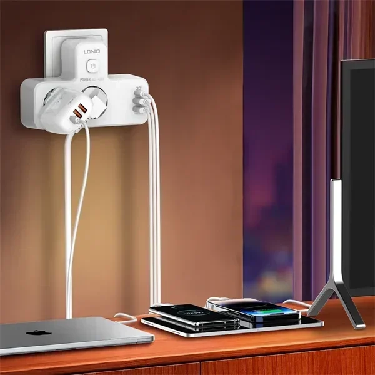 Φορτιστής USB PD 5 θυρών 20W με 2 εξόδους ΕΕ+2USB-A+USB-C PD QC3.0 γρήγορης φόρτισης & LED φως LDNIO SE2337