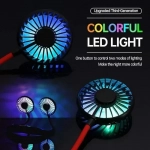 Φορητός Περιστρεφόμενος Ανεμιστήρας Λαιμού 360 μοιρών με φώτα LED - Μπλε