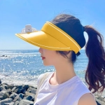Καπέλο Ηλίου με Ανεμιστηράκι 3 Ταχυτήτων 360 μοιρών Επαναφορτιζόμενο - Κίτρινο