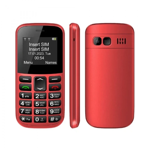 Κινητό Τηλέφωνο GSM Dual SIM με μεγάλο πληκτρολόγιο για ηλικιωμένους SOS Senior MXMID B210 Κόκκινο