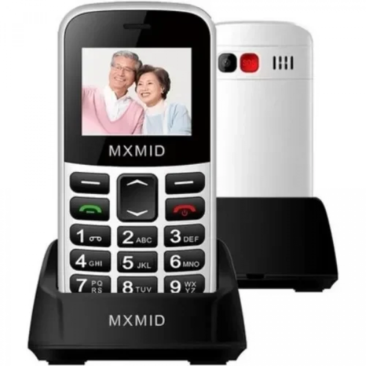 Κινητό Τηλέφωνο GSM Dual SIM με μεγάλο πληκτρολόγιο για ηλικιωμένους SOS Senior MXMID B210 Λευκό