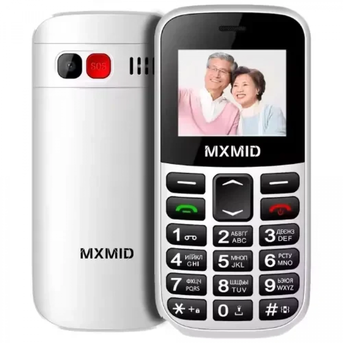 Κινητό Τηλέφωνο GSM Dual SIM με μεγάλο πληκτρολόγιο για ηλικιωμένους SOS Senior MXMID B210 Λευκό