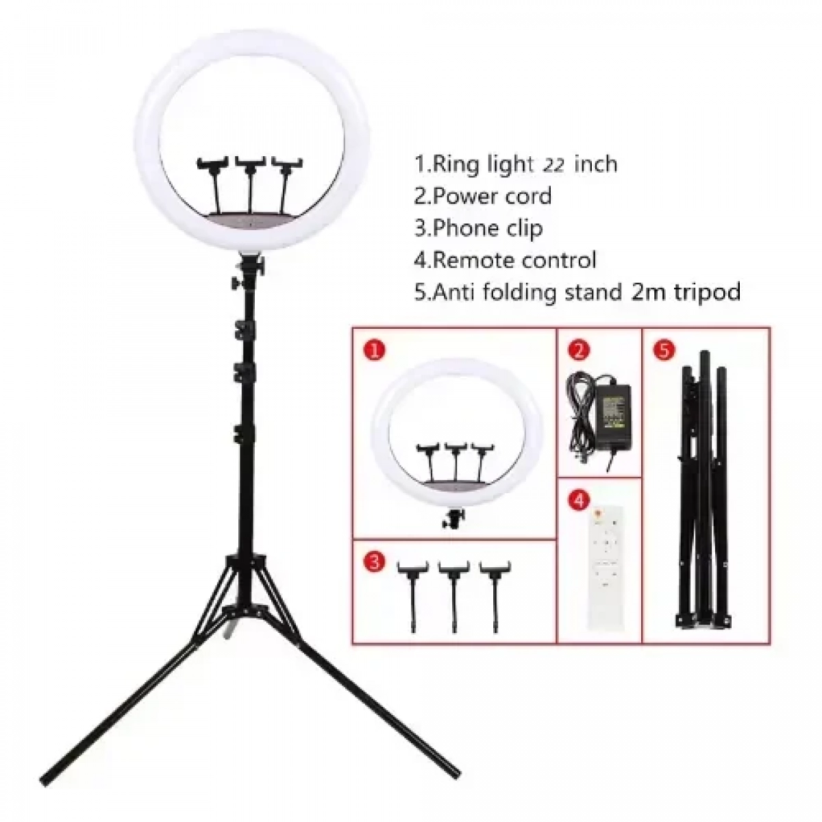 Ring light led με Τρίποδο δαπέδου, βάση για κινητό & τηλεχειριστήριο 56cm LJJ-22