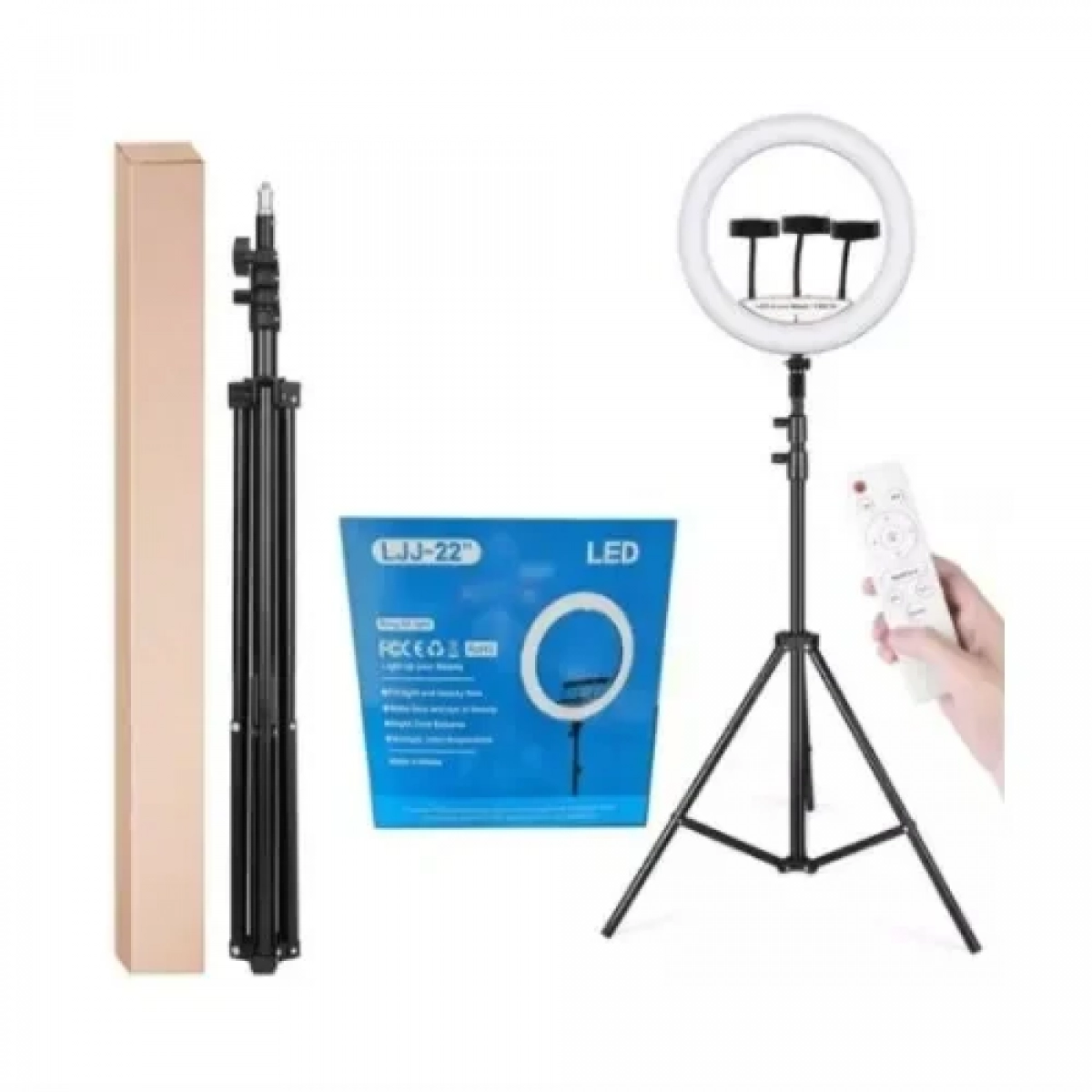 Ring light led με Τρίποδο δαπέδου, βάση για κινητό & τηλεχειριστήριο 56cm LJJ-22