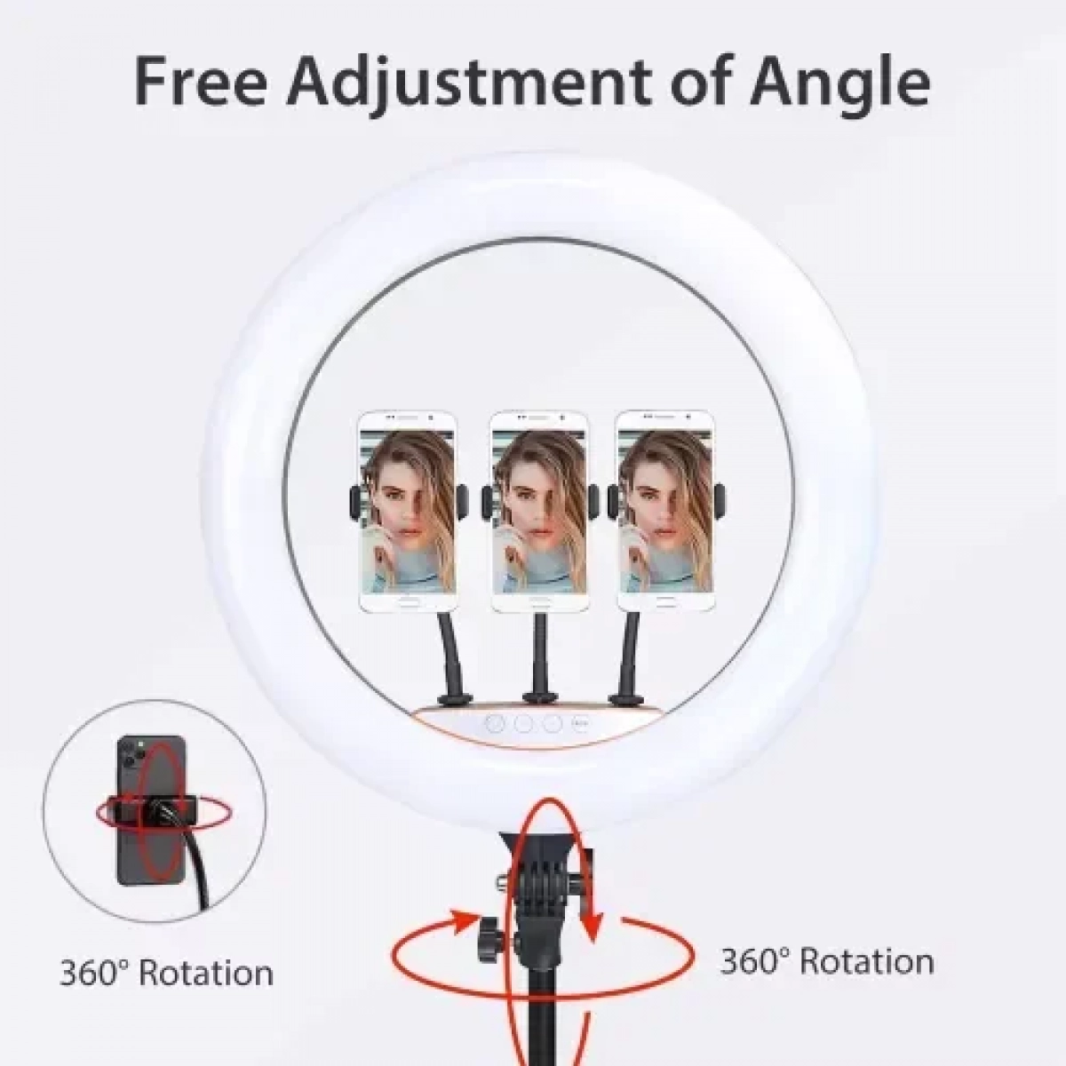Ring light led με Τρίποδο δαπέδου, βάση για κινητό & τηλεχειριστήριο 56cm LJJ-22