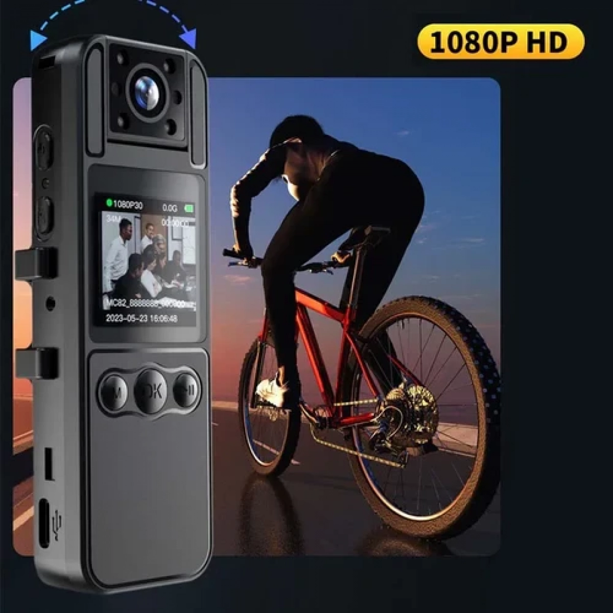 Μίνι Κάμερα HD 1080P 1,3'' με Περιστρεφόμενο Φακό 180° - Βιντεοκάμερα - Εγγραφή ήχου - Κλιπ