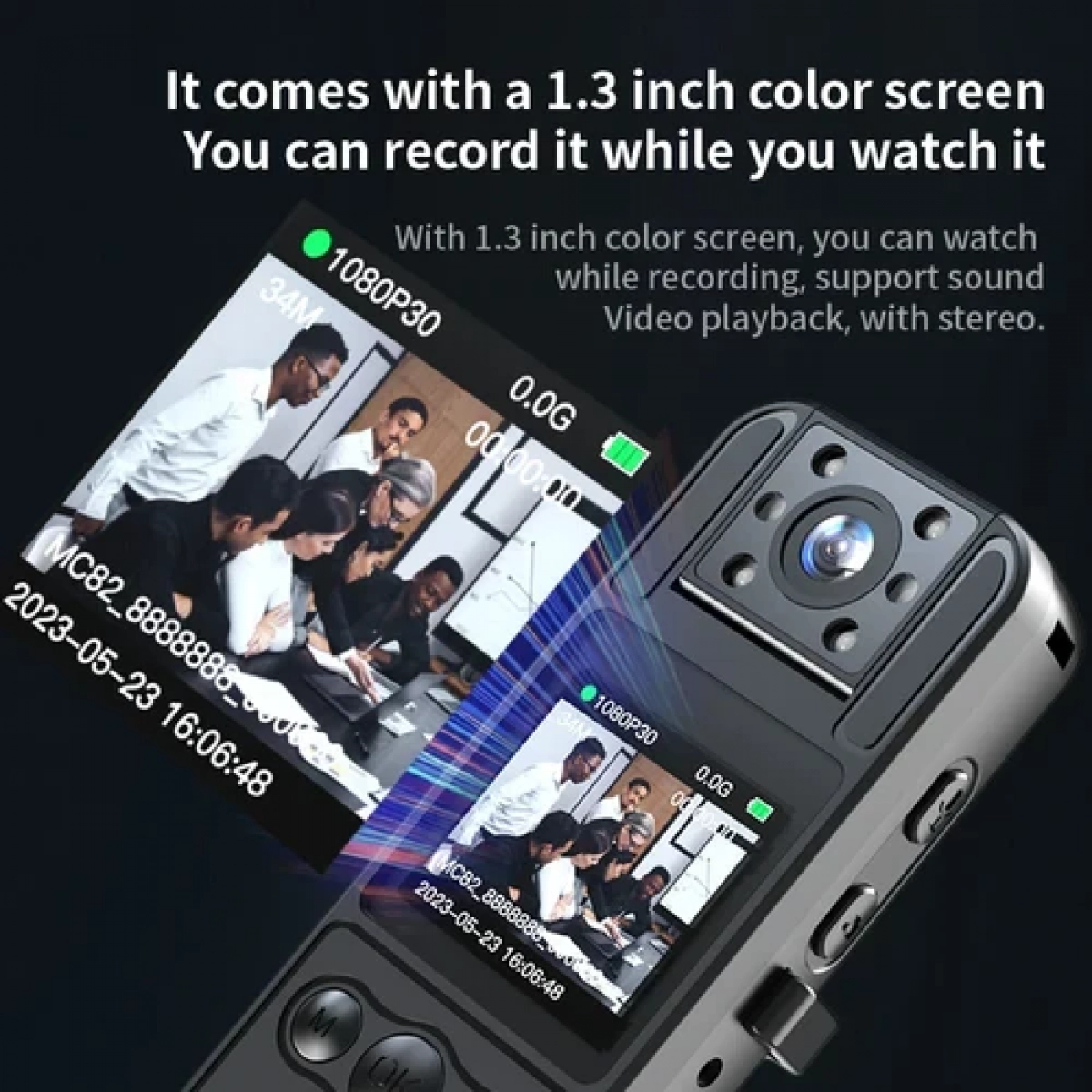 Μίνι Κάμερα HD 1080P 1,3'' με Περιστρεφόμενο Φακό 180° - Βιντεοκάμερα - Εγγραφή ήχου - Κλιπ