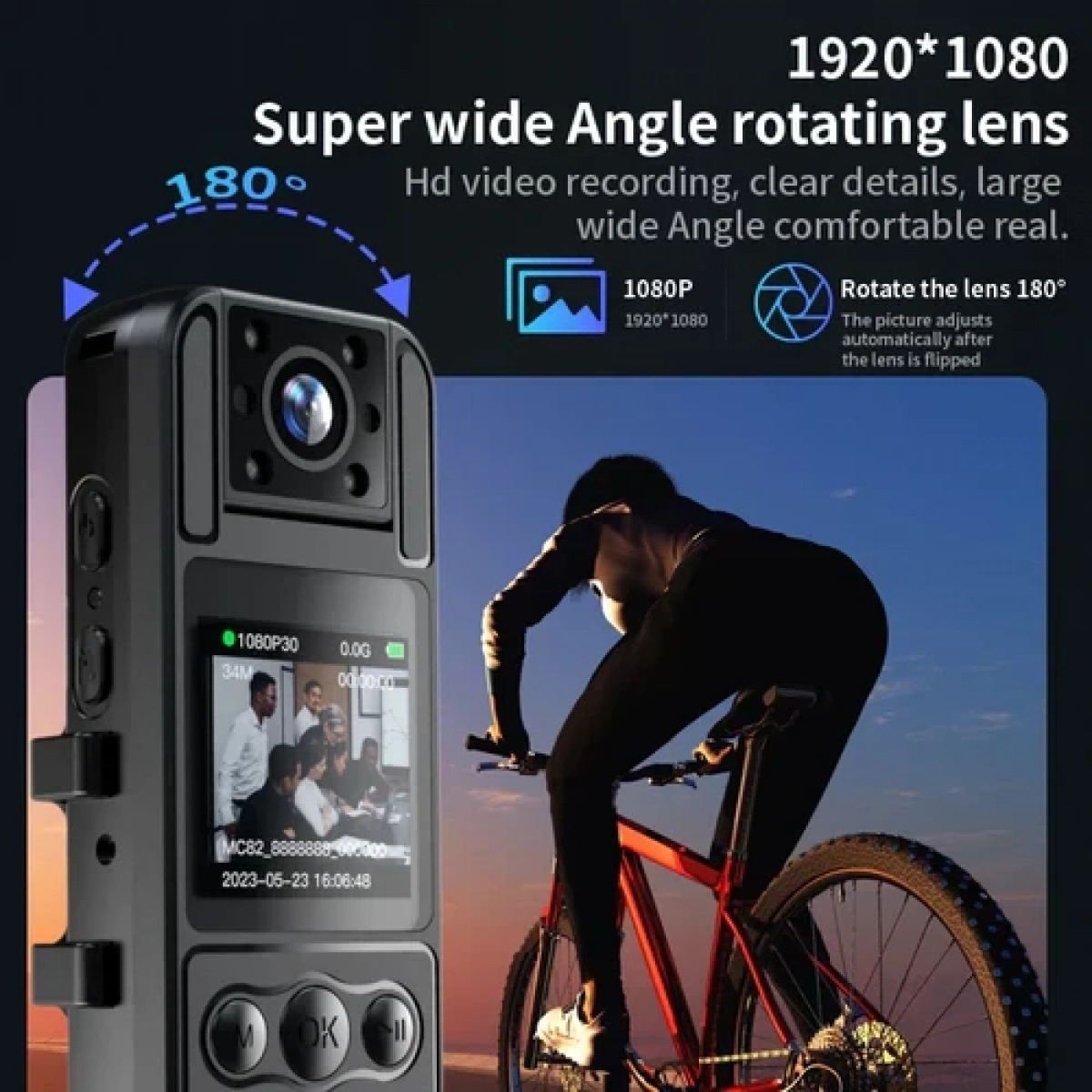 Μίνι Κάμερα HD 1080P 1,3'' με Περιστρεφόμενο Φακό 180° - Βιντεοκάμερα - Εγγραφή ήχου - Κλιπ