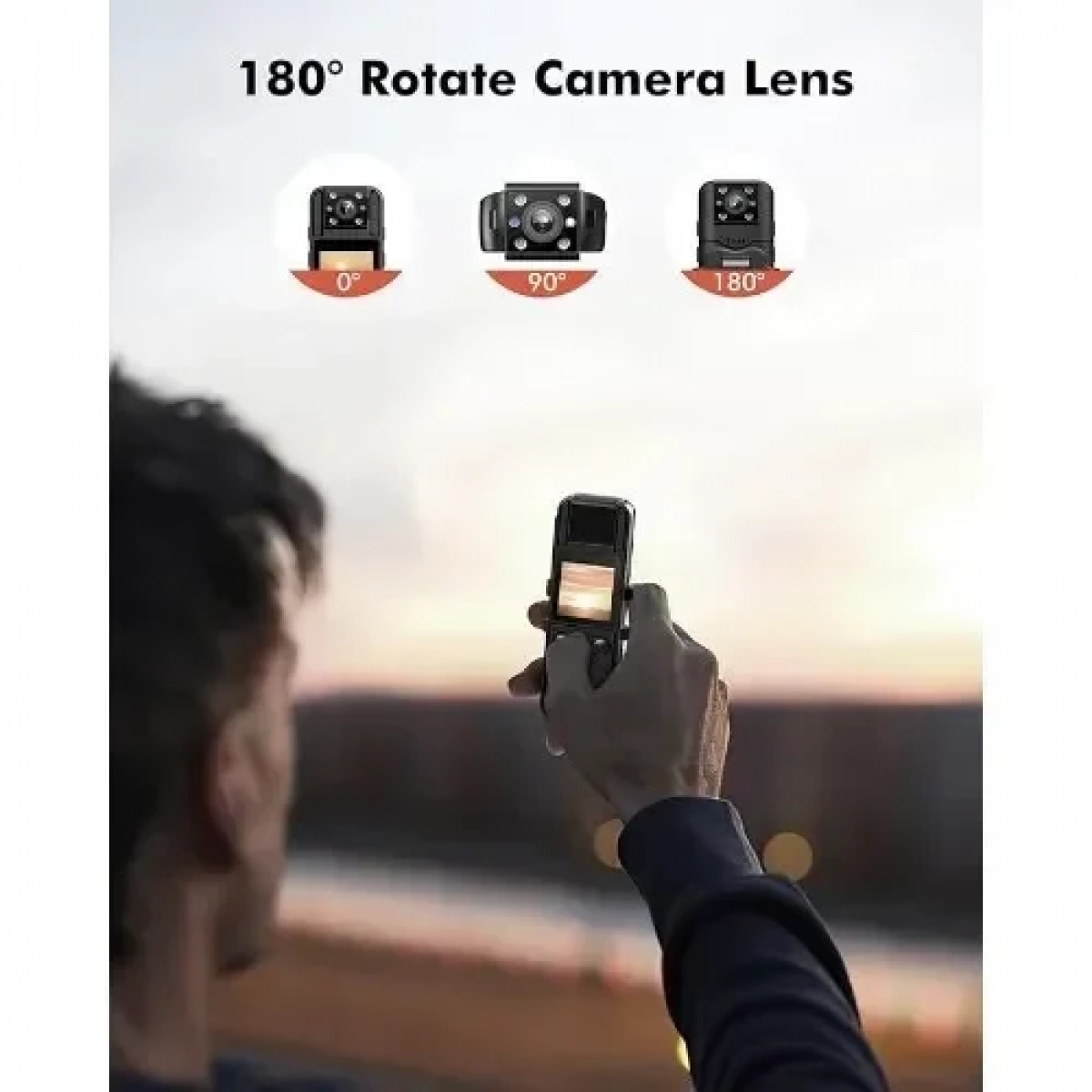 Μίνι Κάμερα HD 1080P 1,3'' με Περιστρεφόμενο Φακό 180° - Βιντεοκάμερα - Εγγραφή ήχου - Κλιπ