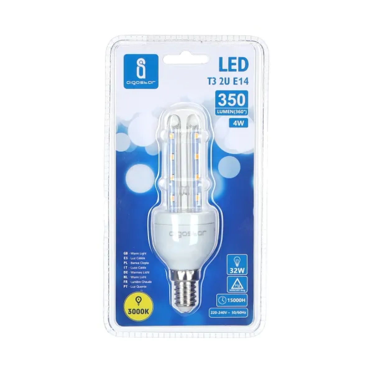 Λάμπα LED 2U E14 4W 3000K Aigostar