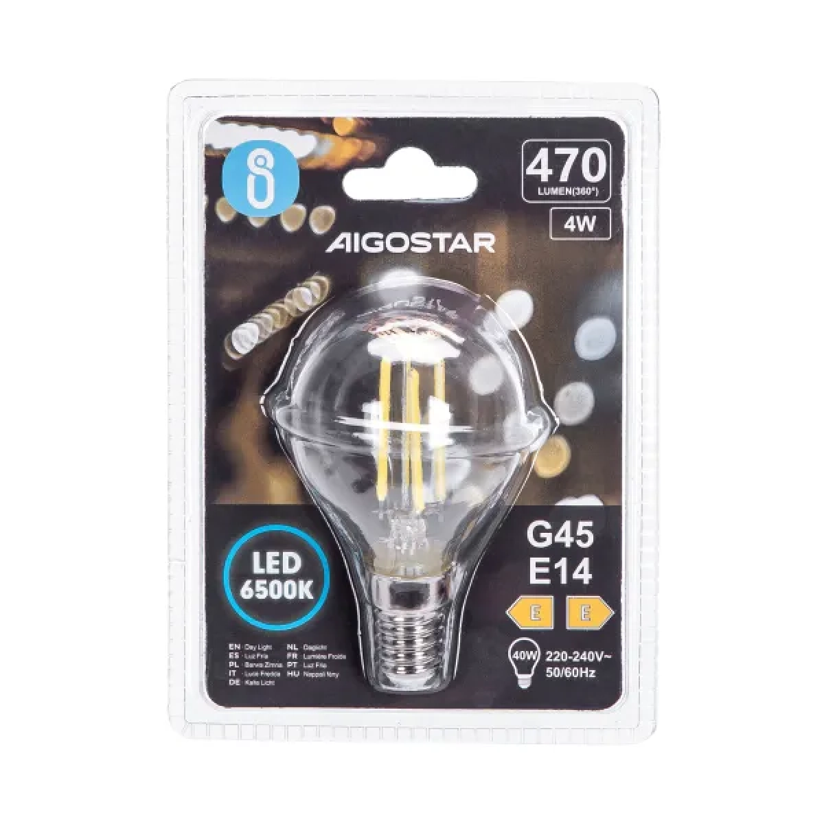 Λάμπα νήματος LED G45 ​​E14 4W 6500K Aigostar
