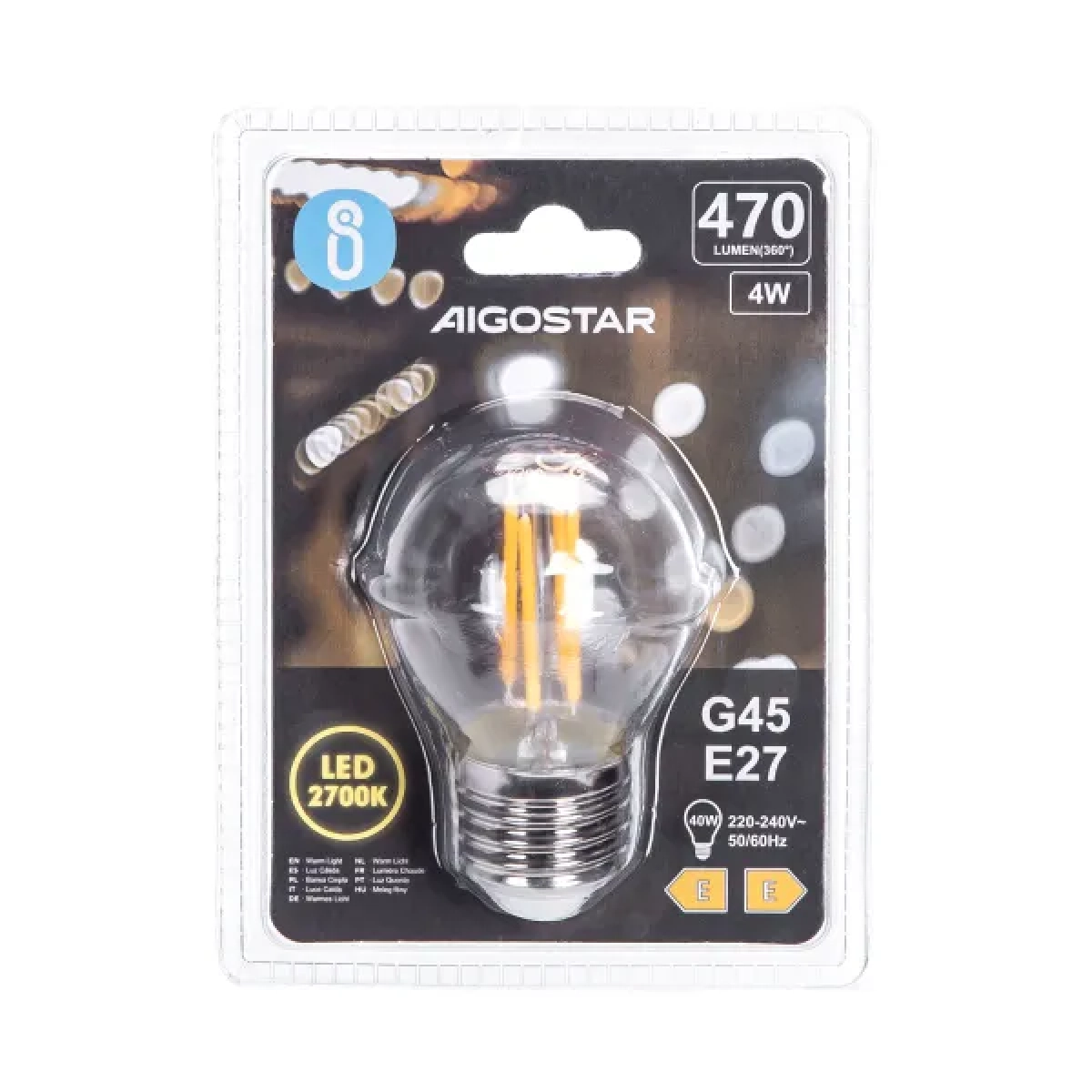 Λάμπα νήματος LED G45 ​​E27 4W 2700K Aigostar