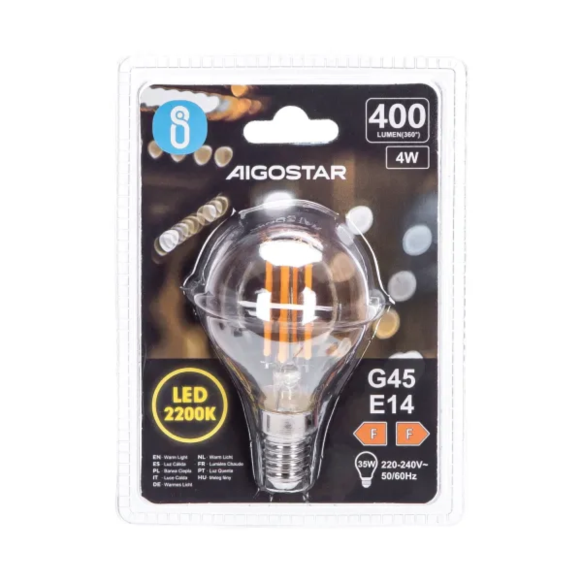 Λάμπα νήματος LED Amber G45 ​​E14 4W 2200K Aigostar