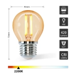 Λάμπα νήματος LED Amber G45 ​​E27 4W 2200K Aigostar