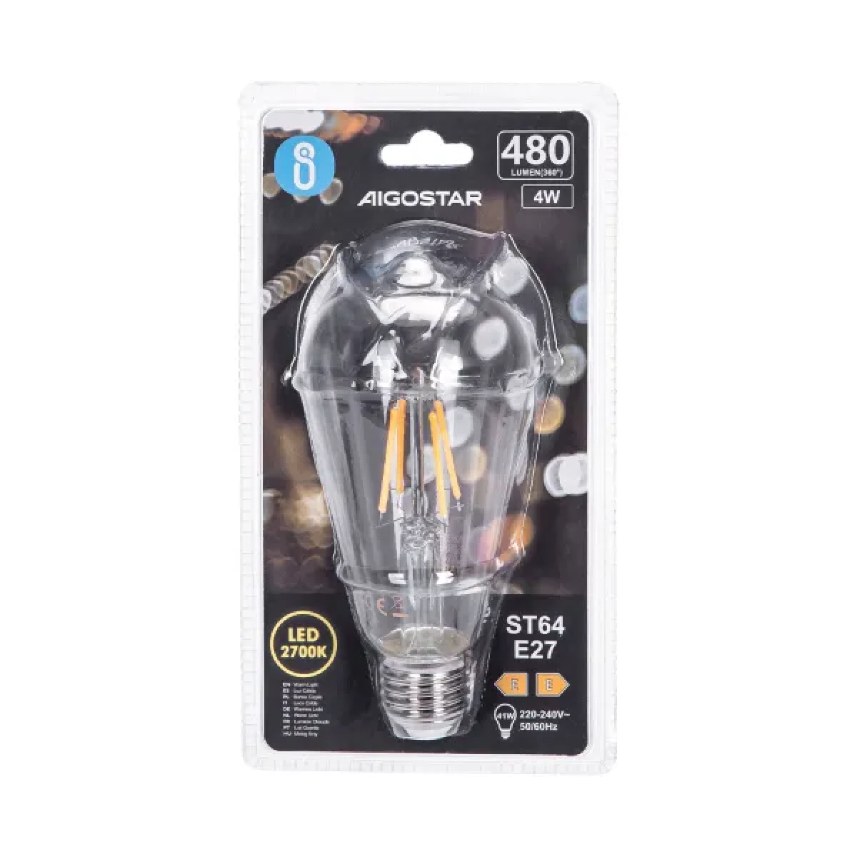 Λάμπα νήματος LED ST64 E27 4W 2700K Aigostar