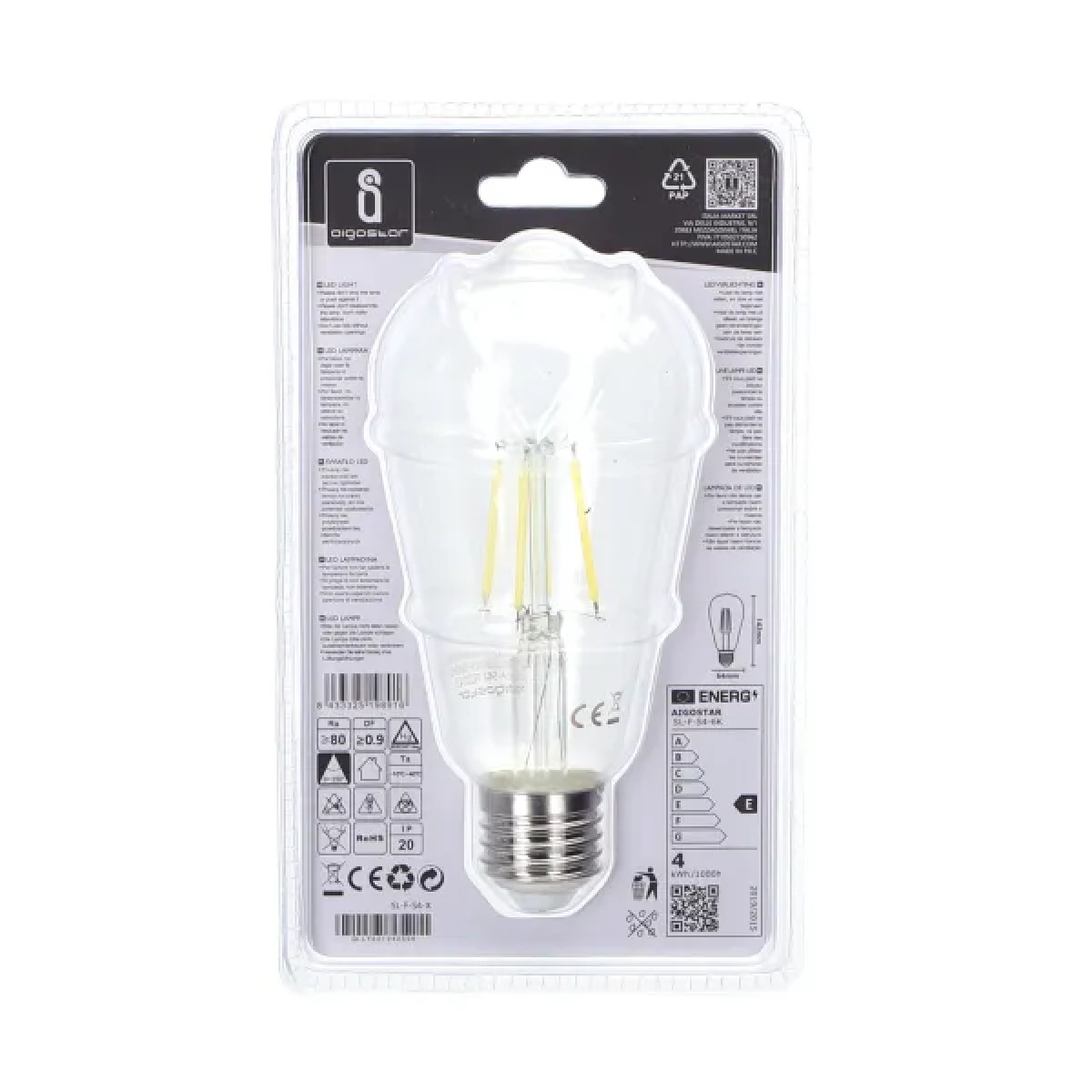 Λάμπα νήματος LED ST64 E27 4W 6500K Aigostar