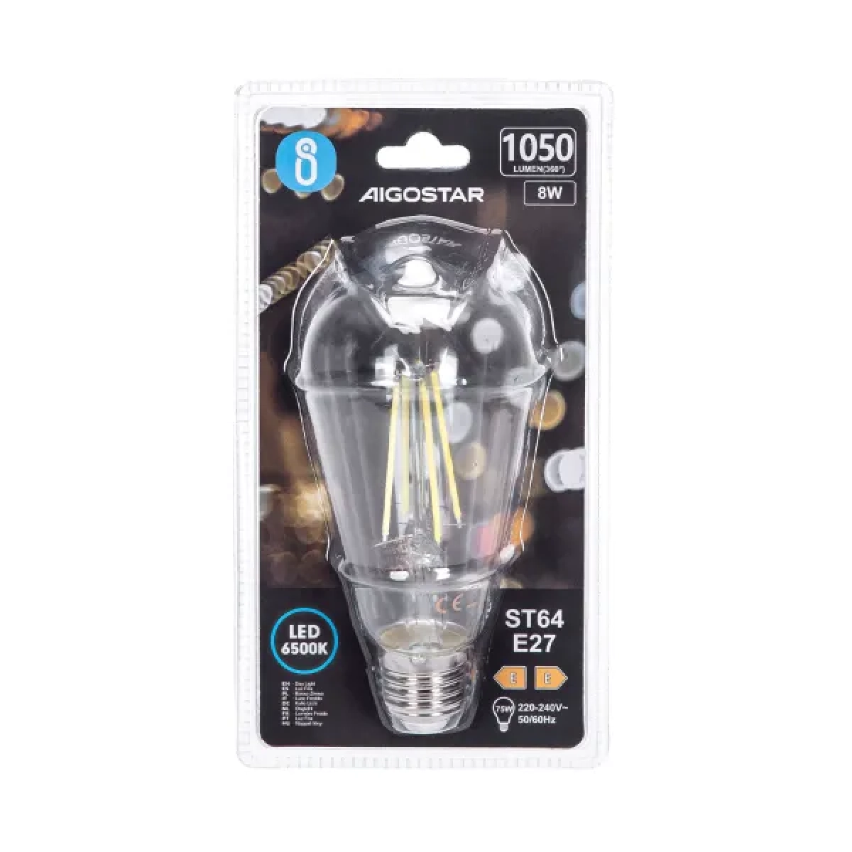 Λάμπα νήματος LED ST64 E27 8W 6500K Aigostar