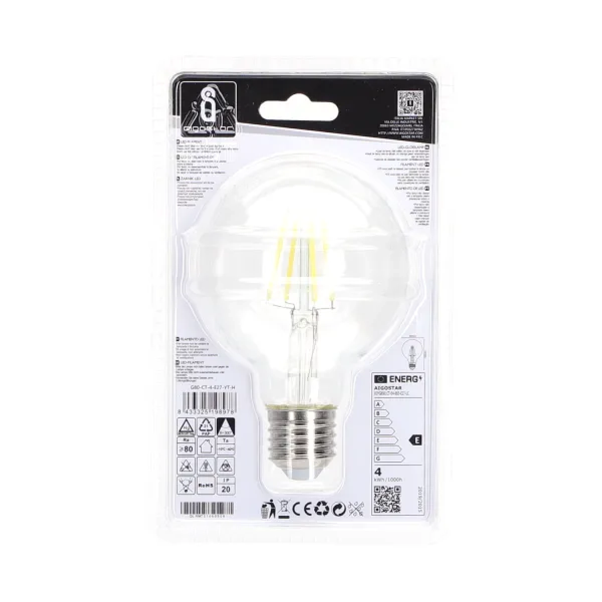 Λάμπα νήματος LED G80 E27 4W 6500K Aigostar