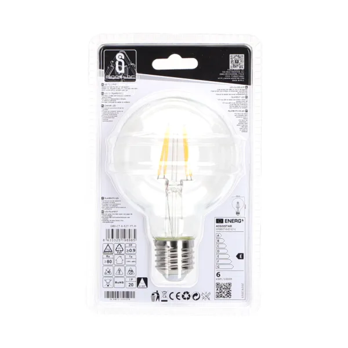 Λάμπα νήματος LED G80 E27 6W 2700K Aigostar