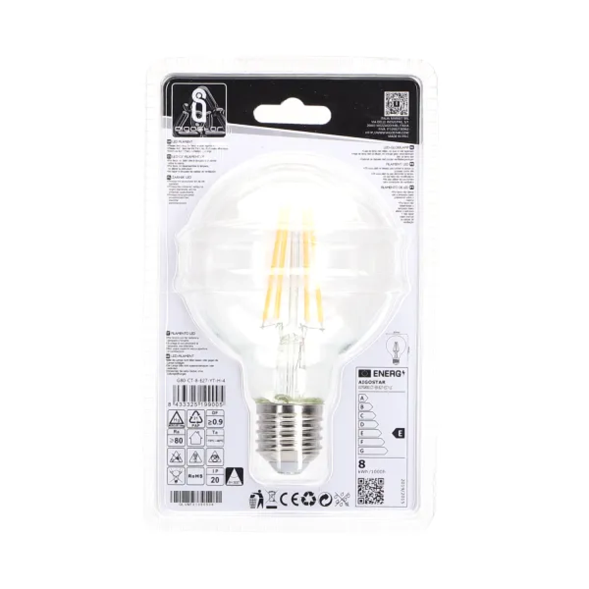 Λάμπα νήματος LED G80 E27 8W 2700K Aigostar