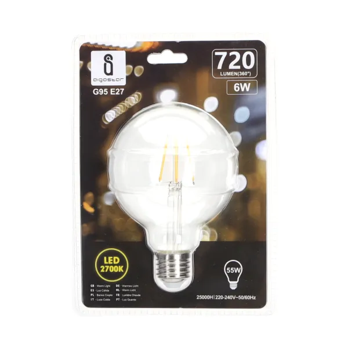 Λάμπα νήματος LED G95 E27 6W 2700K Aigostar